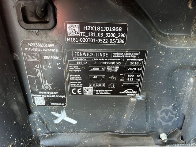 Chariot élévateur électrique à 3 roues Linde E16-02