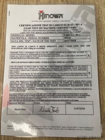 Piattaforma di lavoro telescopica articolata Hinowa Lightlift 26.14 III S
