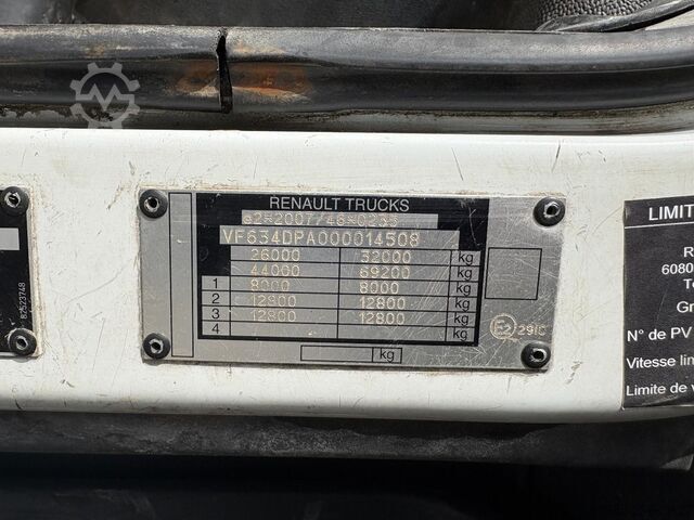 Boîte plate Renault Kerax 380 6x4 Full Steel / Hiab 166B-3 / Remote...