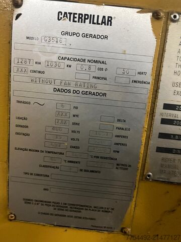 Planta de cogeração Caterpillar G3516 Caterpillar G3516