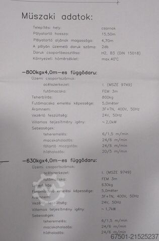 Hallenkraan, kraan, bovenloopkraan DEMAG  800 kg + 630 kg  + Laufschiene (3456)