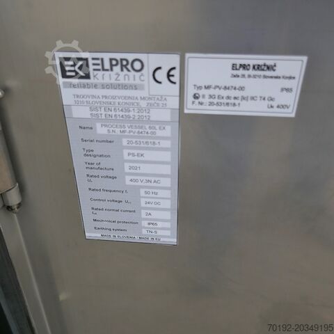 Cuve de procédé pharmaceutique mobile 87 litres, inutilisée, chauffante/refroidissante, Aisi 316 ave Brinox 9887