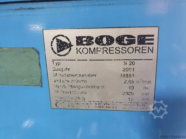 COMPRESOR DE TORNILLO BOGE S 20 BOGE S 20