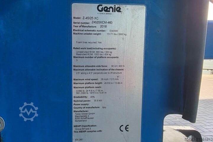 ładowarka Genie Z45/25 XC Diesel, 4x4 Drive, 16m Working Height, 7