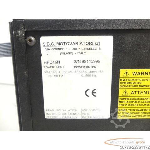 Component  SBC HPD16N Servoantrieb / Frequenzumrichter SN: 98115999
