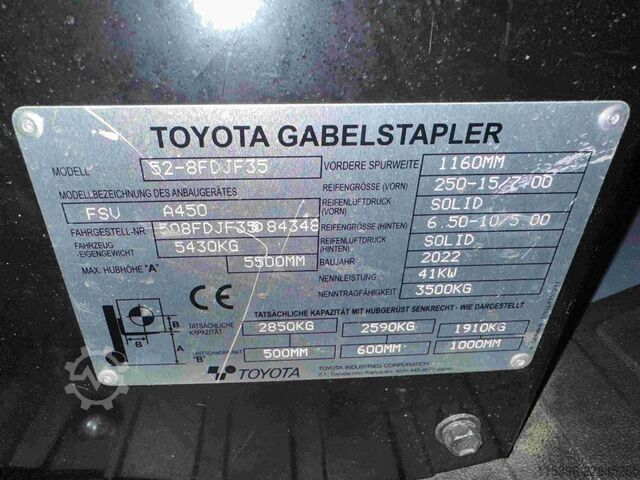 Diesel Forklift Toyota 52-8FDJF35 - TRIPLEX - NEUWERTIG !!!