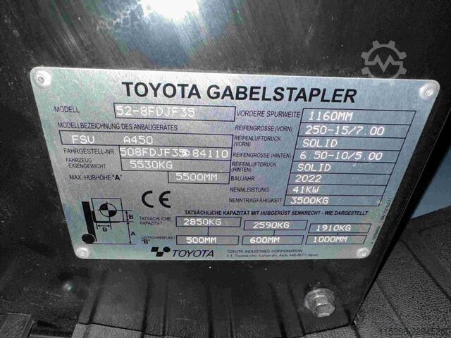 Diesel Forklift Toyota 52-8FDJF35 - TRIPLEX - NEUWERTIG !!!