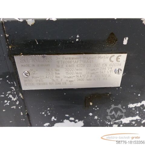 Siemens motor Siemens 1FT6086-1AF71-4AG1 Permanent-Magnet-Motor SN:EK465632903007