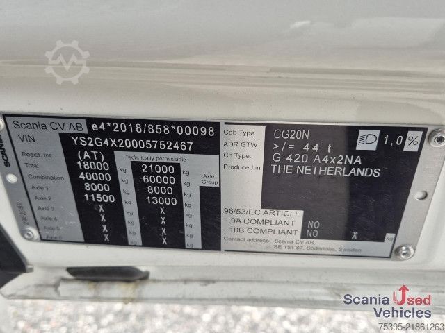 Veszélyes anyagokat szállító teherautó Scania G 420 A4x2NA ADR PTO!!