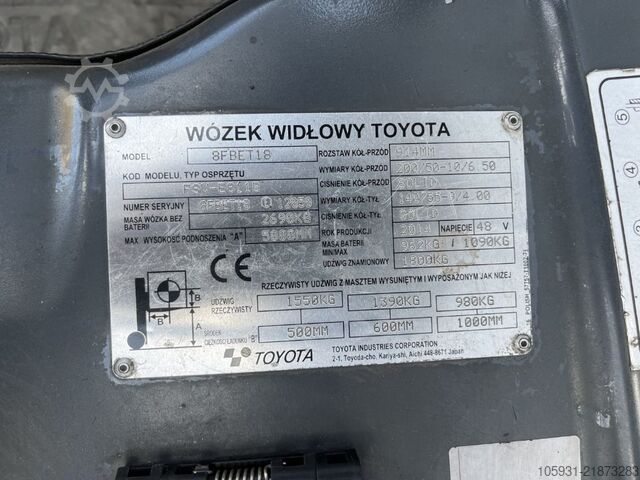 Elektrický 3kolový vysokozdvižný vozík Toyota 8FBET18