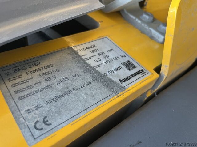 Elektrický 3kolový vysokozdvižný vozík Jungheinrich EFG216k