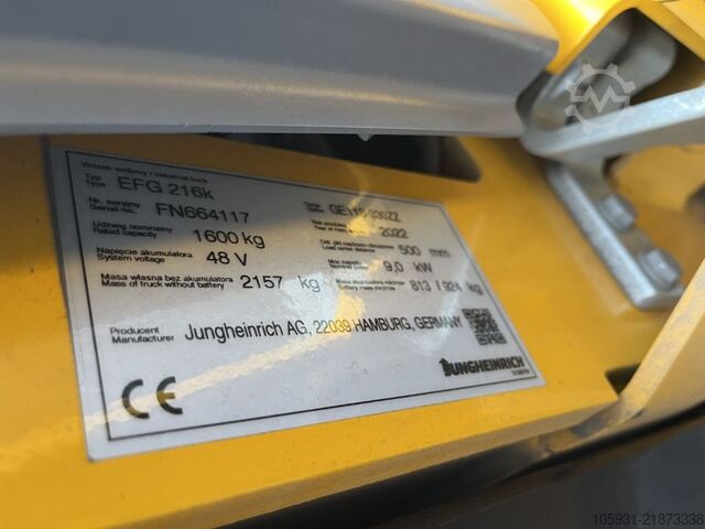 Elektrický 3kolový vysokozdvižný vozík Jungheinrich EFG216k