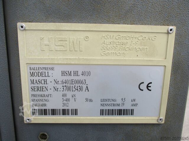 Baler paper press waste press HSM HL 4010 (3381)