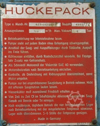 Vacuum pump HUCKEPACK Typ 429