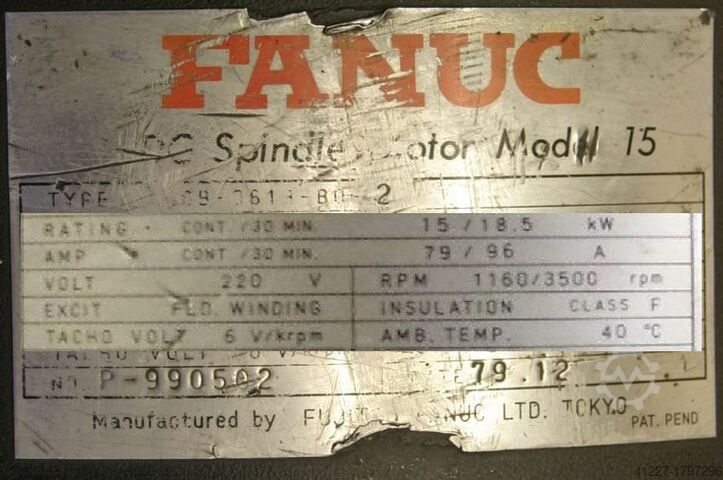 DC-servomotor 11,5/18,5 kW 1160/3500 tpm FANUC Model 15