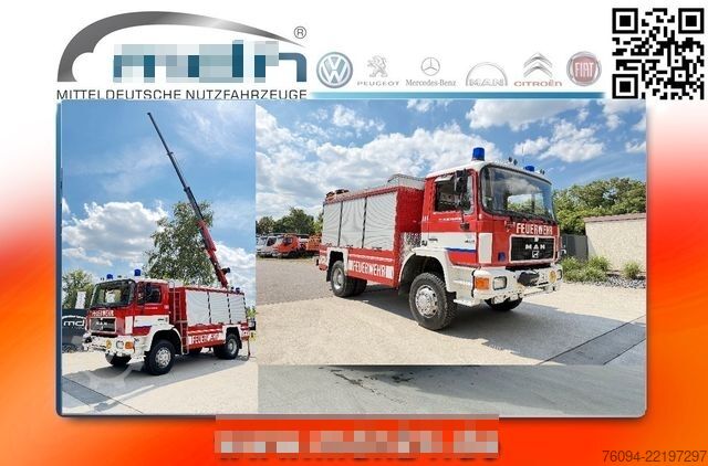 Vrachtwagen met bakwagen MAN 17.232 4x4 KRAN SEILWINDE Kran und LKW