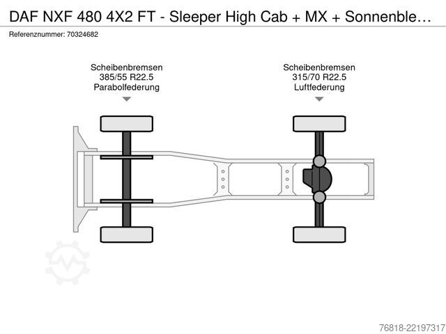 Standaard trekker DAF NXF 480 4X2 FT - Sleeper High Cab + MX + Sonnenb