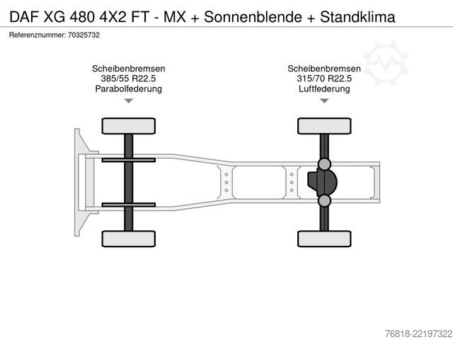 Standaard trekker DAF XG 480 4X2 FT - MX + Sonnenblende + Standklima