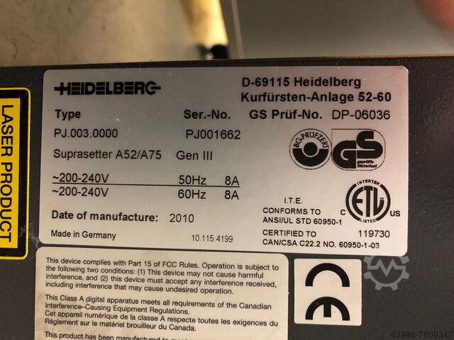 Suprasetter 52 Heidelberg 52A