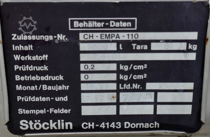 1000 Liter Container aus V4A Stöcklin 9750