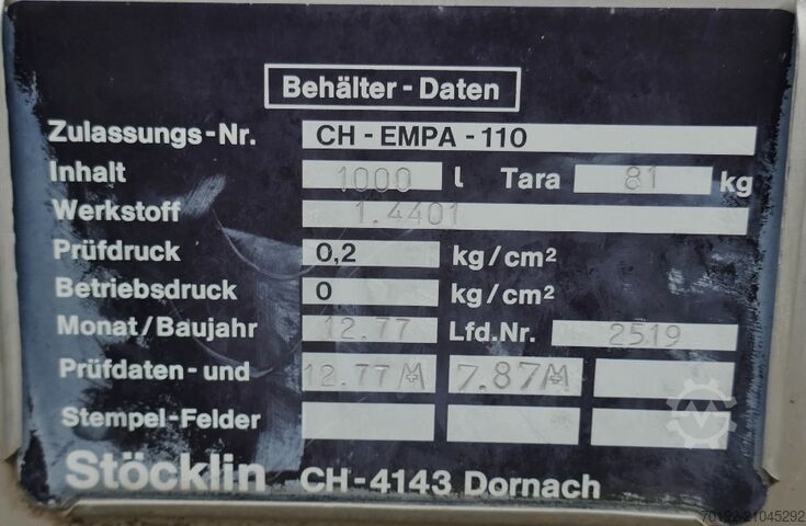 1000 Liter Container aus V4A Stöcklin 9746