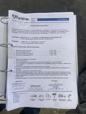 Linia do pakowania materiałów sypkich Radpak RM-55AI, RW-04, RC-50