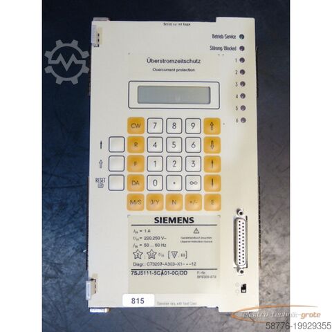 Komponente Siemens 7SJ5111-5CA01-0C / DD Überstromzeitschutz