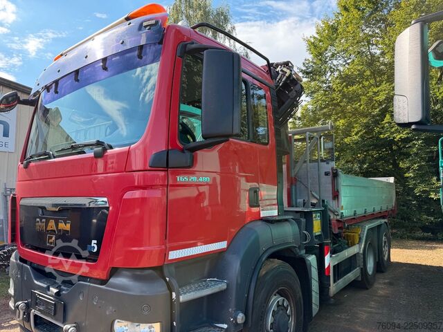 Třístranný sklápěč MAN TGS 28.480 6x4-4 ALLRAD KRAN 19m SEILWINDE Wechs