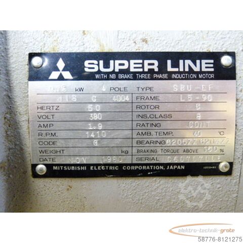 Mitsubishi engine Mitsubishi SBU-EF JIS C 4004 Three Phase Induction Motor