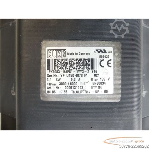 Kontrol ünitesi KUKA 1FK7083-5AF81-1YY3-Z S16 Servomotor SN: YFU150407861021