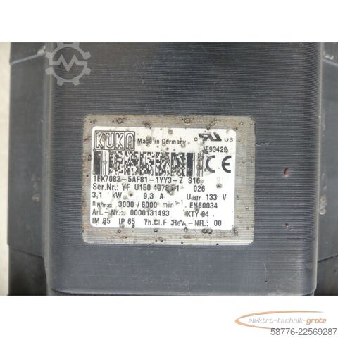 Besturingsunit KUKA 1FK7083-5AF81-1YY3-Z S16 Servomotor SN: YFU1504678191026