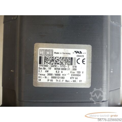 Kontrol ünitesi KUKA 1FK7083-5AF81-1YY3-Z S16 Servomotor SN: YFW250680831008