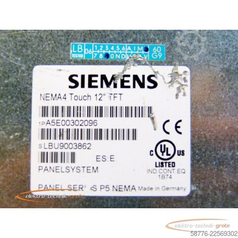 Składnik Siemens A5E00302096 Panelsystem NEMA4 Touch 12" TFT SN: LBU9003862