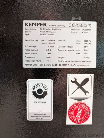 Lassenrookafzuiging KEMPER WeldFil Compact