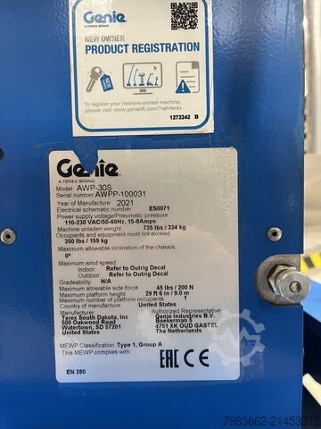 Werkplatform Genie AWP-30S