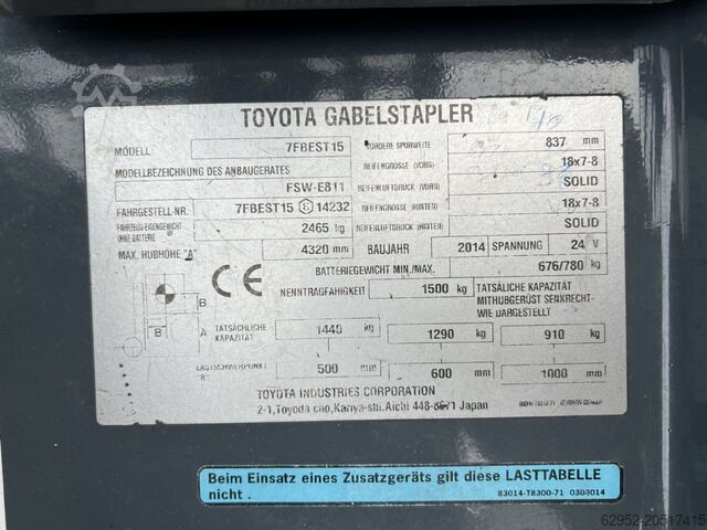 Electric 3-wheel forklift Toyota 7 FBEST 15