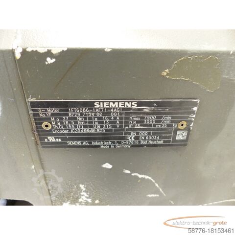 Siemens motor Siemens 1FT6086-1AF71-4AG1 Permanent-Magnet-Motor SN:YFB729715402001