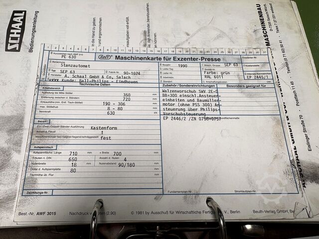 Mașină automată de perforat SCHAAL SEP 63