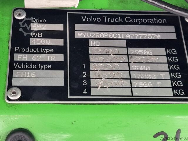 Sistema a braccio con gancio Volvo FH 16.750 Globetrotter XL 6x2 - 20T Multilift H...