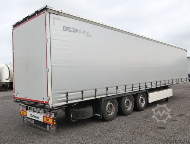 Auflieger mit Pritsche & Plane Krone SDP 27 Palettenkasten Liftachse Getränke