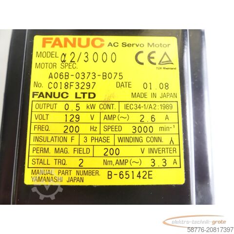 Besturingsunit Fanuc A06B-0373-B075 AC Servomotor SN: C018F3297 mit Pulsecoder A860-0360-T001
