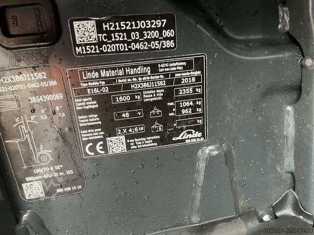 Elektromos háromkerekű targonca Linde E16L-02