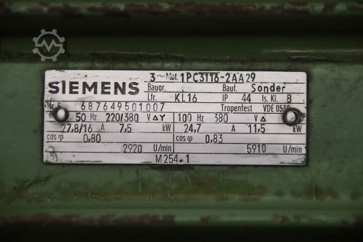 Milling motor 7.5/11,5 kW / 2920/5910 rpm Siemens 1PC3116-2AA29