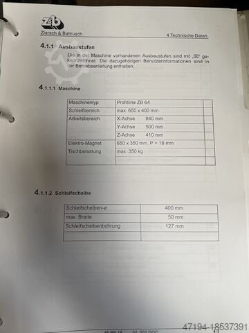 Vlakslijpmachine Ziersch & Baltrusch ZB 64