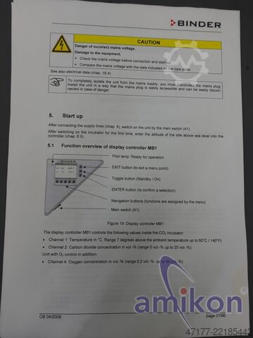 Sıcak hava sterilizasyonlu CO2 inkübatörü Binder CB 210 187°C 210 Liter