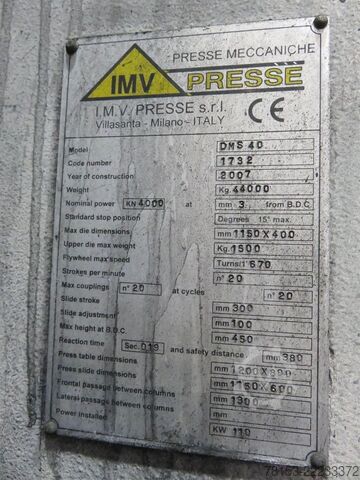 μηχανικό πιεστήριο DMS 40 IMV