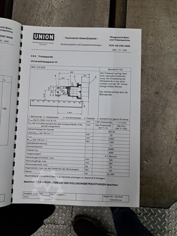 τραπέζιο βαρείας τόρνου Union PCR 150 CNC 840 D