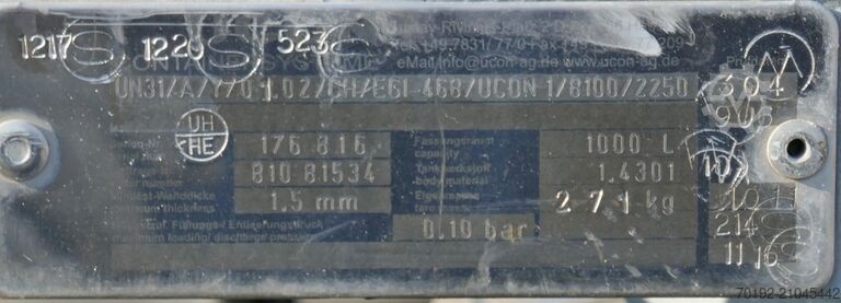 IBC kulatý kontejner 1000 litrů z nerezové oceli V2A UCON K0105