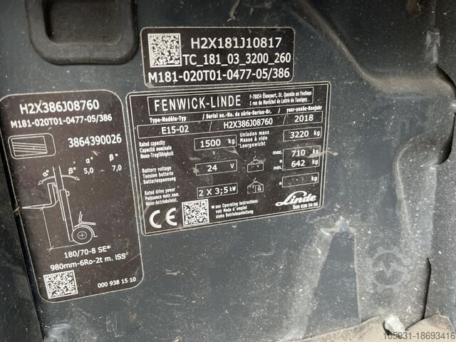 Ηλεκτρικό περονοφόρο 3 τροχούς Linde E15-02