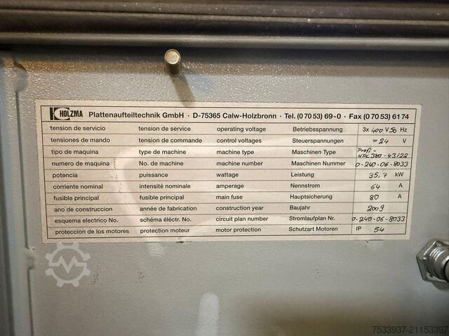 πριονοκορδέλα πλακών Holzma HPL 380/43/22 Profiline